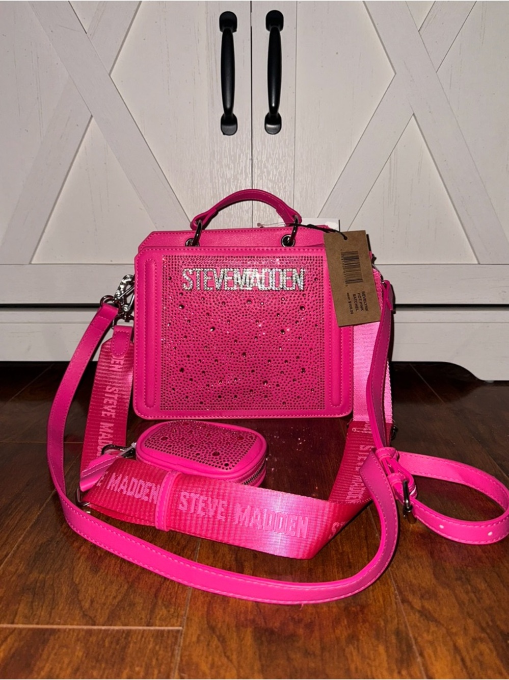 Steve Madden Bevelyn Hot Pink Satchel Crossbody with Detachable Strap - Picture 2 of 2